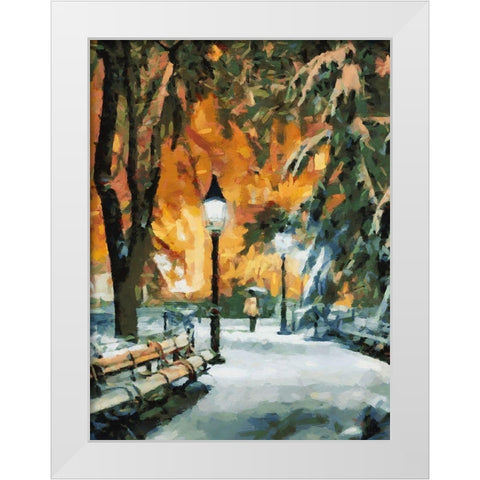 Park Path in Winter White Modern Wood Framed Art Print by Medeiros, Celito