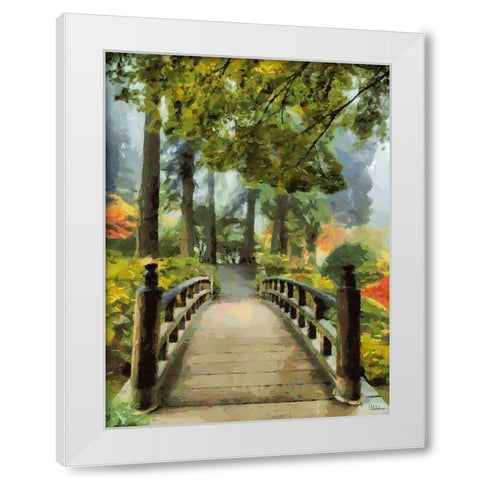 Wooden Bridge in the Park White Modern Wood Framed Art Print by Medeiros, Celito