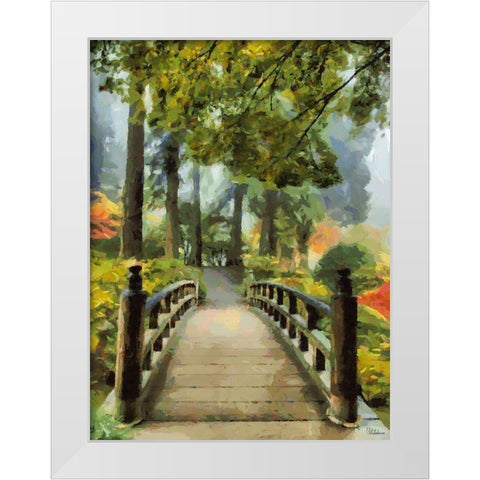 Wooden Bridge in the Park White Modern Wood Framed Art Print by Medeiros, Celito