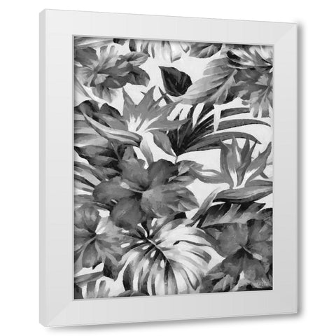 Leaves BW11 White Modern Wood Framed Art Print by Medeiros, Celito