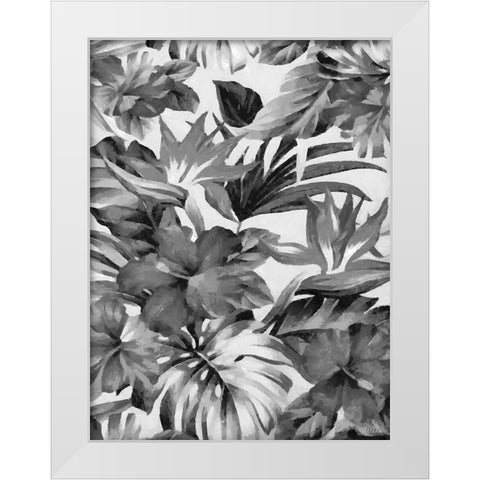 Leaves BW11 White Modern Wood Framed Art Print by Medeiros, Celito