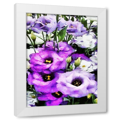 Purple Flowers White Modern Wood Framed Art Print by Medeiros, Celito