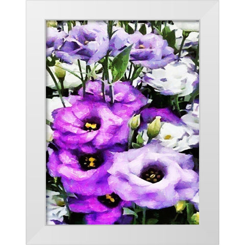 Purple Flowers White Modern Wood Framed Art Print by Medeiros, Celito