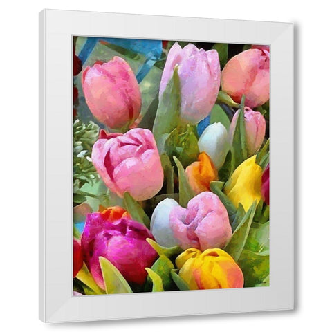 Many Tulips White Modern Wood Framed Art Print by Medeiros, Celito