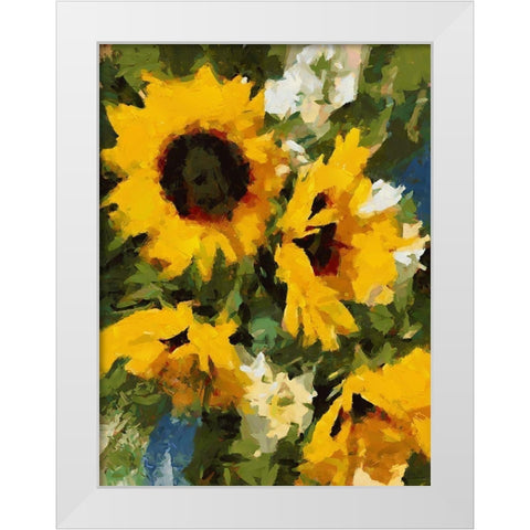 Sunflowers White Modern Wood Framed Art Print by Medeiros, Celito