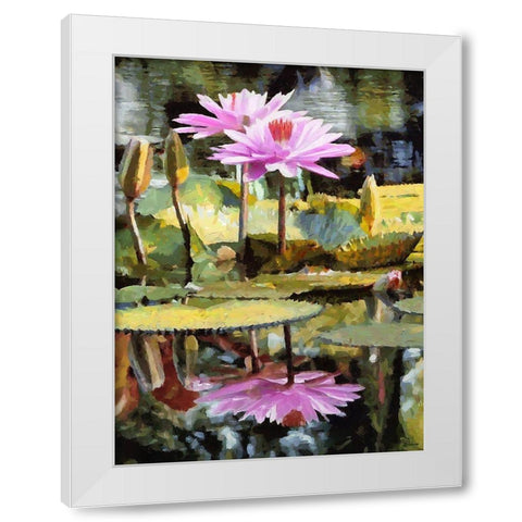 Pink Watterlilly White Modern Wood Framed Art Print by Medeiros, Celito