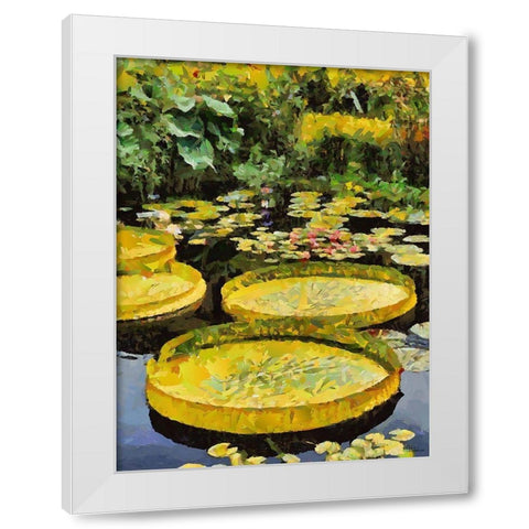 Big green Leaves I White Modern Wood Framed Art Print by Medeiros, Celito