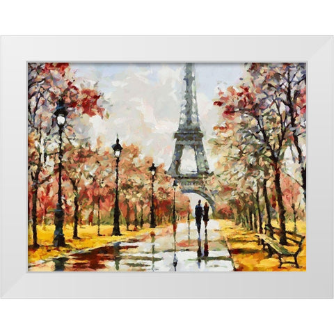A Walk in Paris White Modern Wood Framed Art Print by Medeiros, Celito