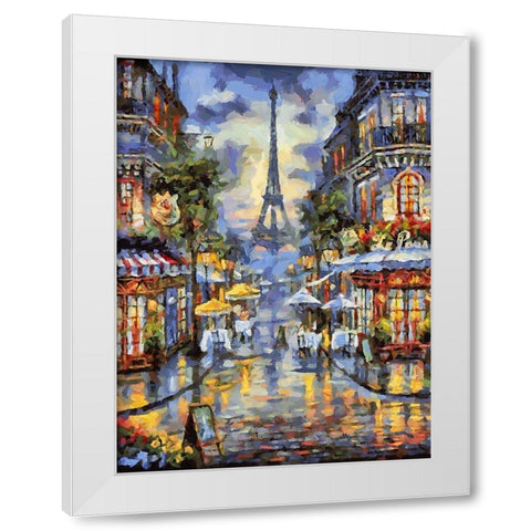 Eiffel Tower View White Modern Wood Framed Art Print by Medeiros, Celito