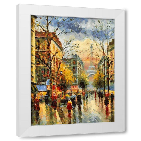 Eiffel Tower from Distance White Modern Wood Framed Art Print by Medeiros, Celito