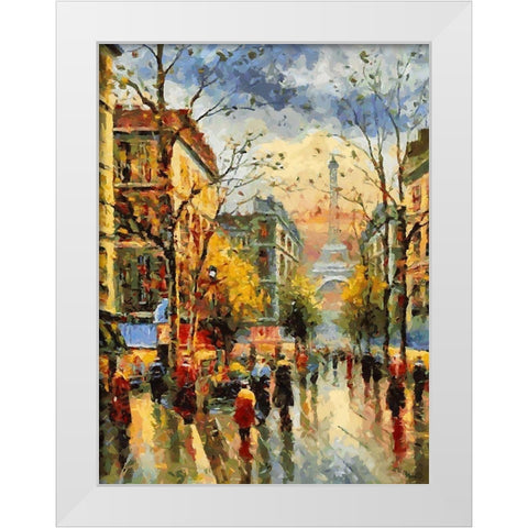 Eiffel Tower from Distance White Modern Wood Framed Art Print by Medeiros, Celito