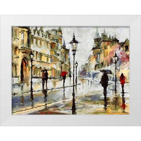 Raining Day in the City White Modern Wood Framed Art Print by Medeiros, Celito