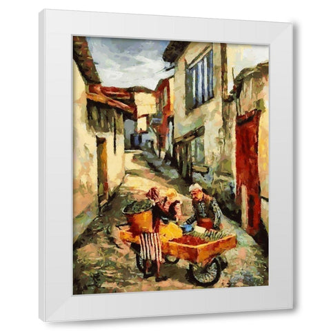 Street Vendor White Modern Wood Framed Art Print by Medeiros, Celito
