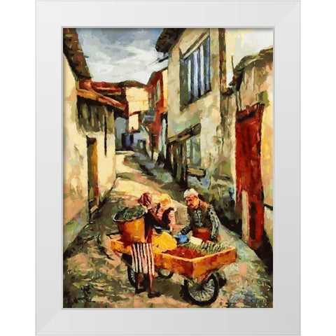 Street Vendor White Modern Wood Framed Art Print by Medeiros, Celito