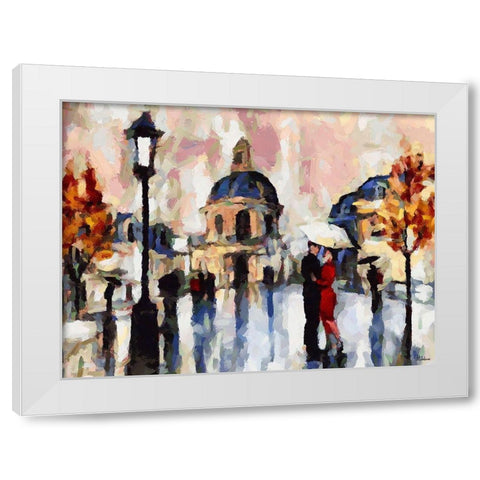 Walking Couples of Lovers II White Modern Wood Framed Art Print by Medeiros, Celito