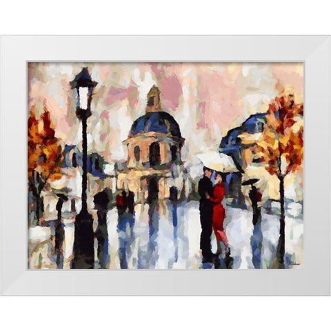 Walking Couples of Lovers II White Modern Wood Framed Art Print by Medeiros, Celito