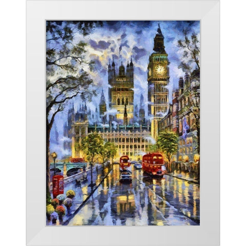 London Variations V White Modern Wood Framed Art Print by Medeiros, Celito
