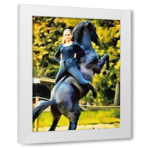 Acrobatics on Horseback White Modern Wood Framed Art Print by Medeiros, Celito