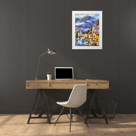Lake in Austria White Modern Wood Framed Art Print by Medeiros, Celito