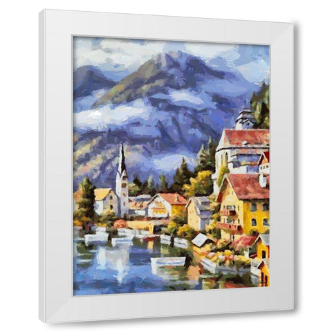 Lake in Austria White Modern Wood Framed Art Print by Medeiros, Celito