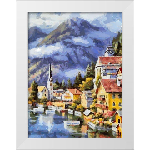 Lake in Austria White Modern Wood Framed Art Print by Medeiros, Celito