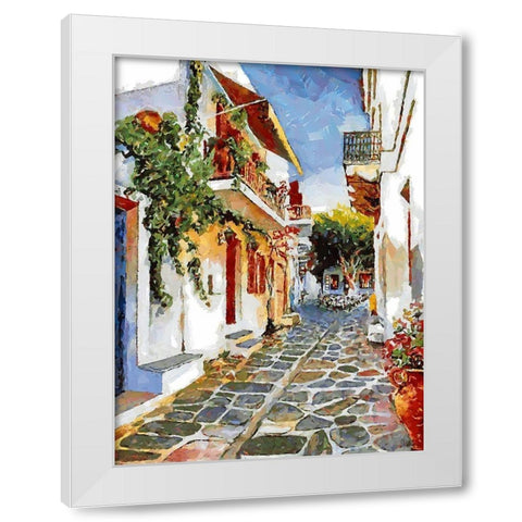 Memories of Santorini II White Modern Wood Framed Art Print by Medeiros, Celito