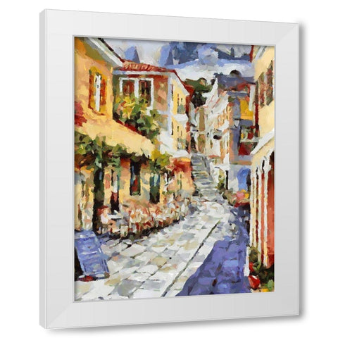 Memories of Santorini V White Modern Wood Framed Art Print by Medeiros, Celito
