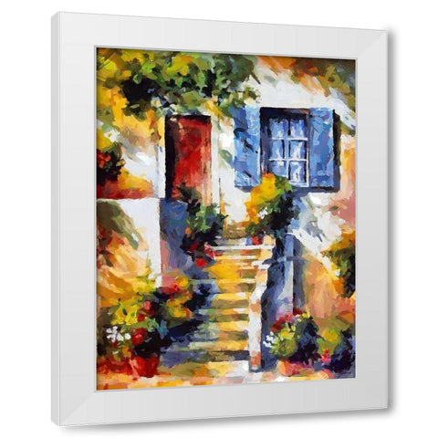 Steps with Flowers White Modern Wood Framed Art Print by Medeiros, Celito