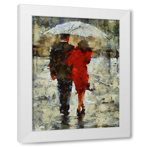 Under Umbrella I White Modern Wood Framed Art Print by Medeiros, Celito