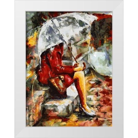 Under Umbrella II White Modern Wood Framed Art Print by Medeiros, Celito