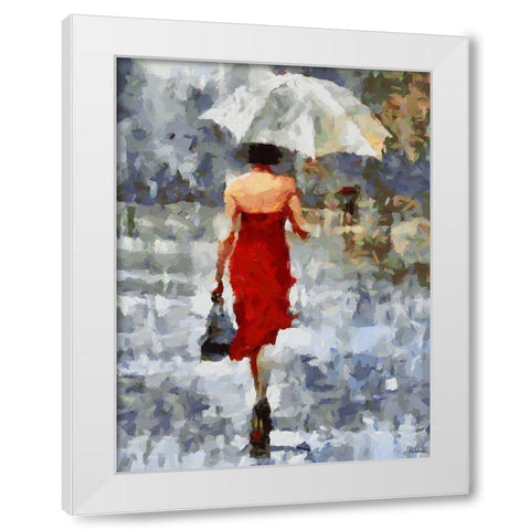 Under Umbrella III White Modern Wood Framed Art Print by Medeiros, Celito