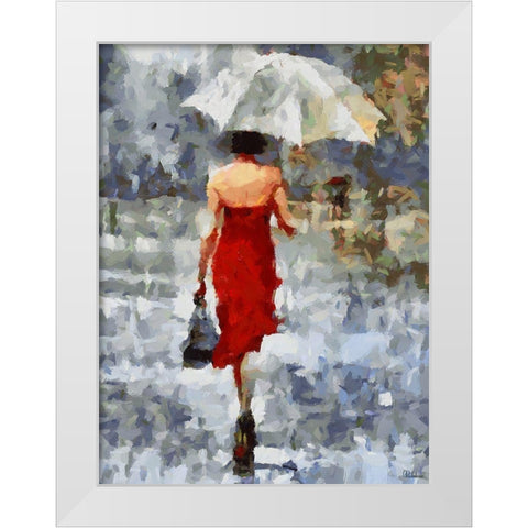 Under Umbrella III White Modern Wood Framed Art Print by Medeiros, Celito