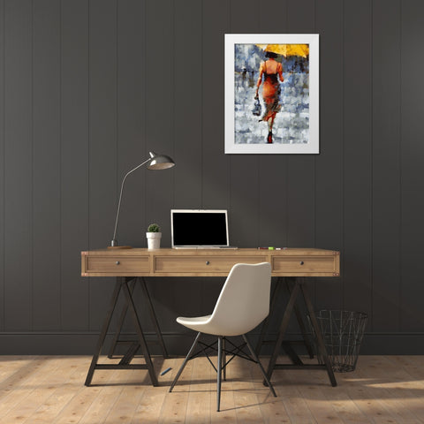 Under Umbrella IV White Modern Wood Framed Art Print by Medeiros, Celito