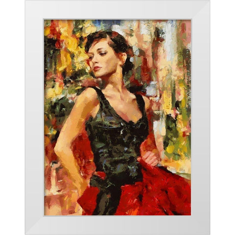 Girl dancing Tango I White Modern Wood Framed Art Print by Medeiros, Celito