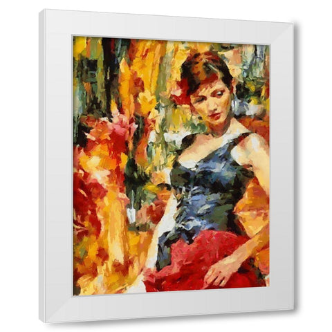 Girl dancing Tango II White Modern Wood Framed Art Print by Medeiros, Celito