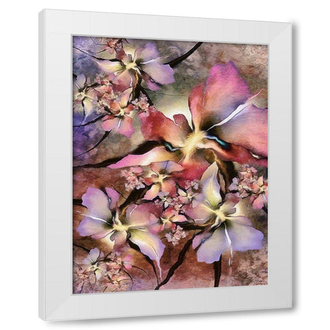 Pink Blossoms White Modern Wood Framed Art Print by Medeiros, Celito