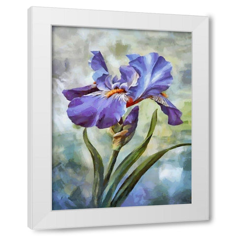 Blue Iris II White Modern Wood Framed Art Print by Medeiros, Celito