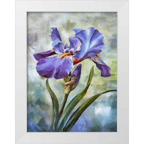 Blue Iris II White Modern Wood Framed Art Print by Medeiros, Celito