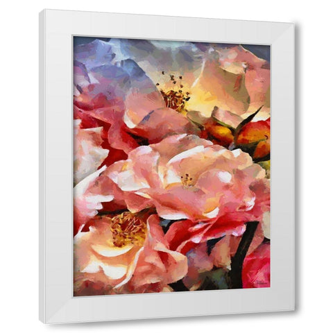 Pink Blossoms White Modern Wood Framed Art Print by Medeiros, Celito