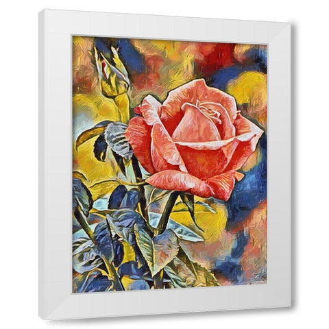 Red Rose White Modern Wood Framed Art Print by Medeiros, Celito