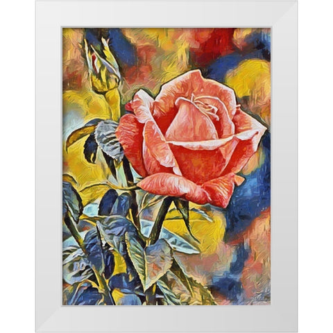 Red Rose White Modern Wood Framed Art Print by Medeiros, Celito