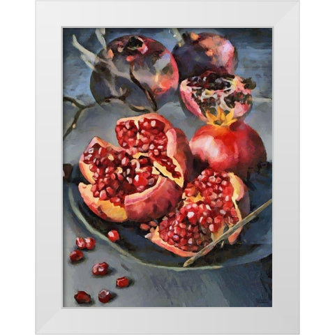 Pomegranate White Modern Wood Framed Art Print by Medeiros, Celito