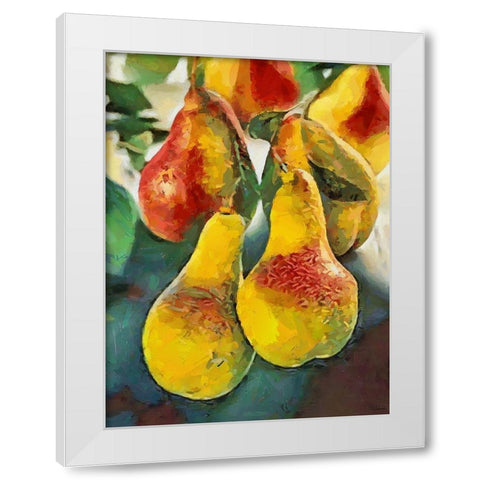 Pears White Modern Wood Framed Art Print by Medeiros, Celito