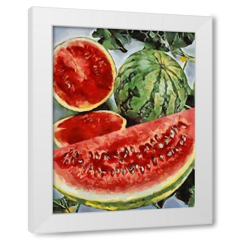 Water Melon White Modern Wood Framed Art Print by Medeiros, Celito