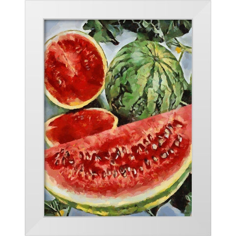 Water Melon White Modern Wood Framed Art Print by Medeiros, Celito