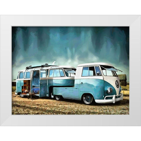 Good Old VW Van V White Modern Wood Framed Art Print by Medeiros, Celito