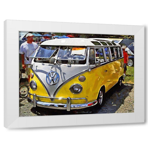 Good Old VW Van VI White Modern Wood Framed Art Print by Medeiros, Celito