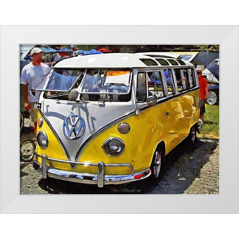 Good Old VW Van VI White Modern Wood Framed Art Print by Medeiros, Celito