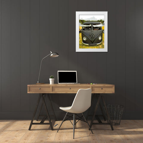 Good Old VW Van VIII White Modern Wood Framed Art Print by Medeiros, Celito