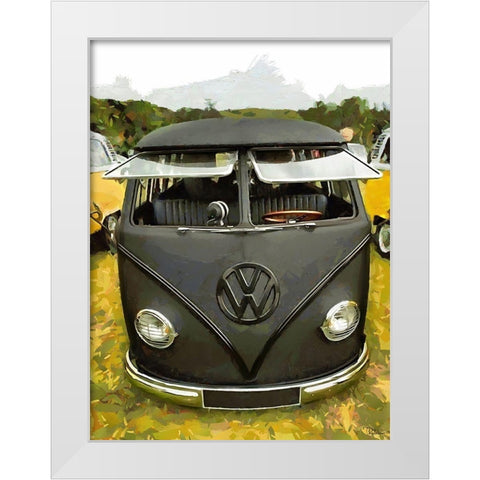 Good Old VW Van VIII White Modern Wood Framed Art Print by Medeiros, Celito